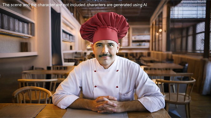 Red Chef Hat 3D model 2