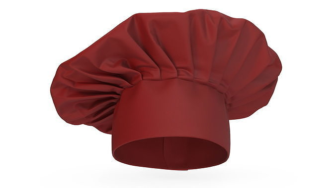 Red Chef Hat 3D model 5