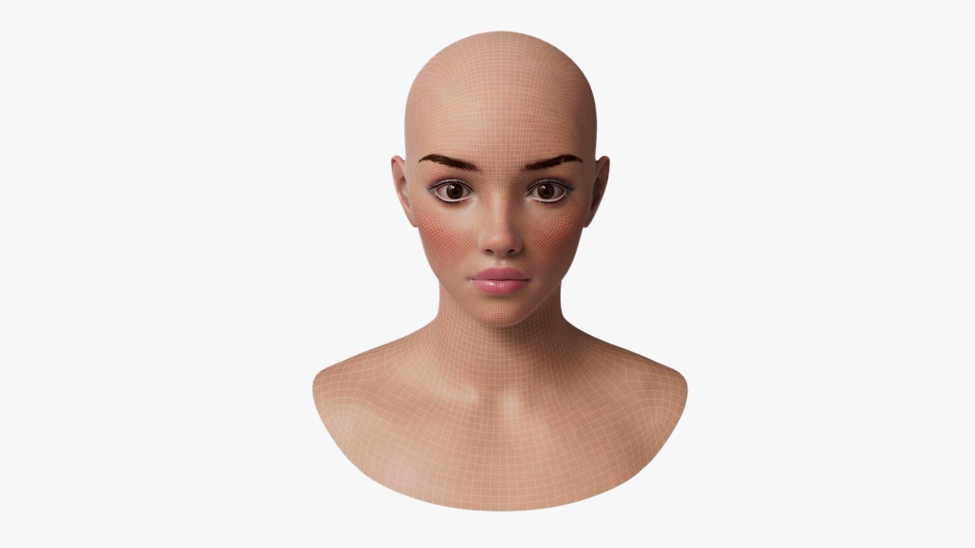 Female Head Mesh Metahuman Unreal Topology Woman Head Mesh v1 3D model_11