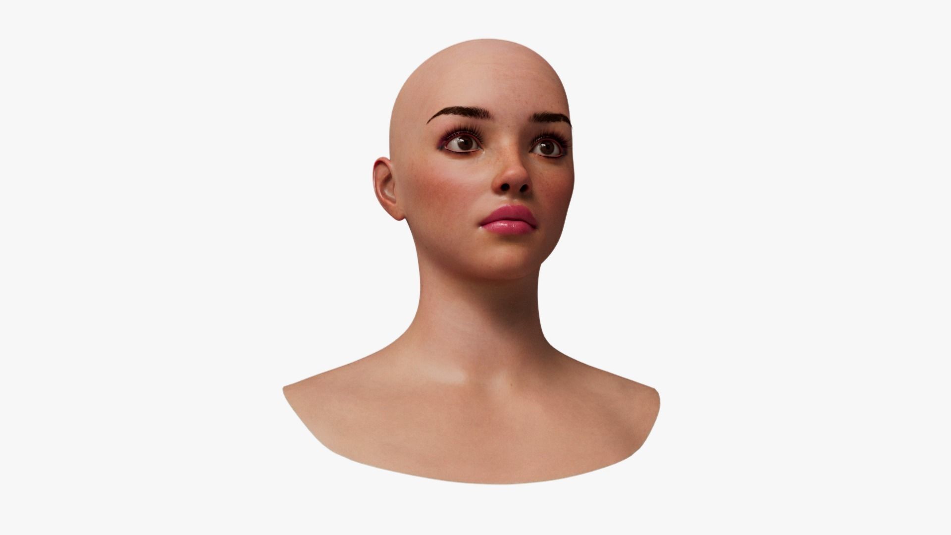 Female Head Mesh Metahuman Unreal Topology Woman Head Mesh v1 3D model_5