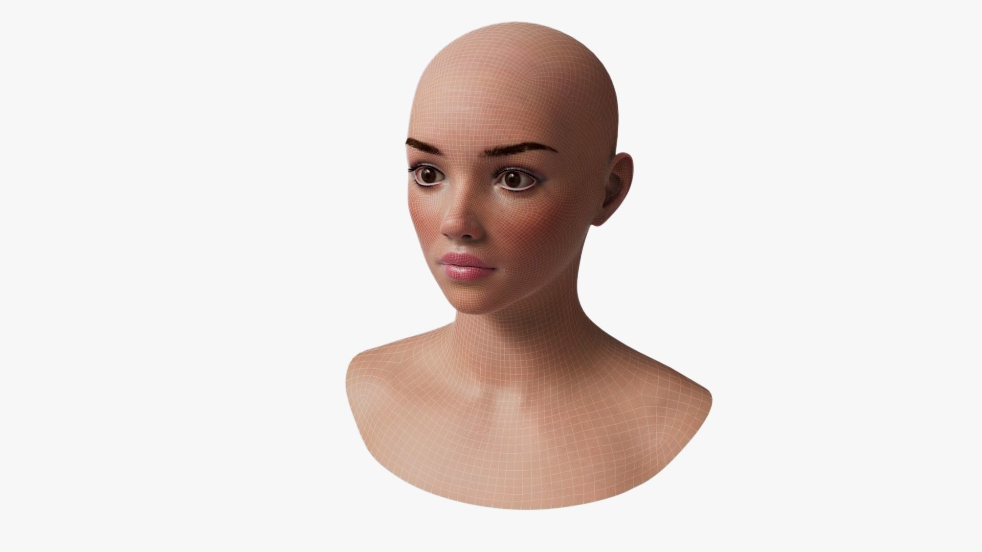 Female Head Mesh Metahuman Unreal Topology Woman Head Mesh v1 3D model_9