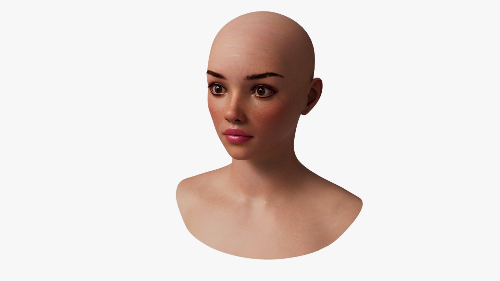 Female Head Mesh Metahuman Unreal Topology Woman Head Mesh v1 3D model_4