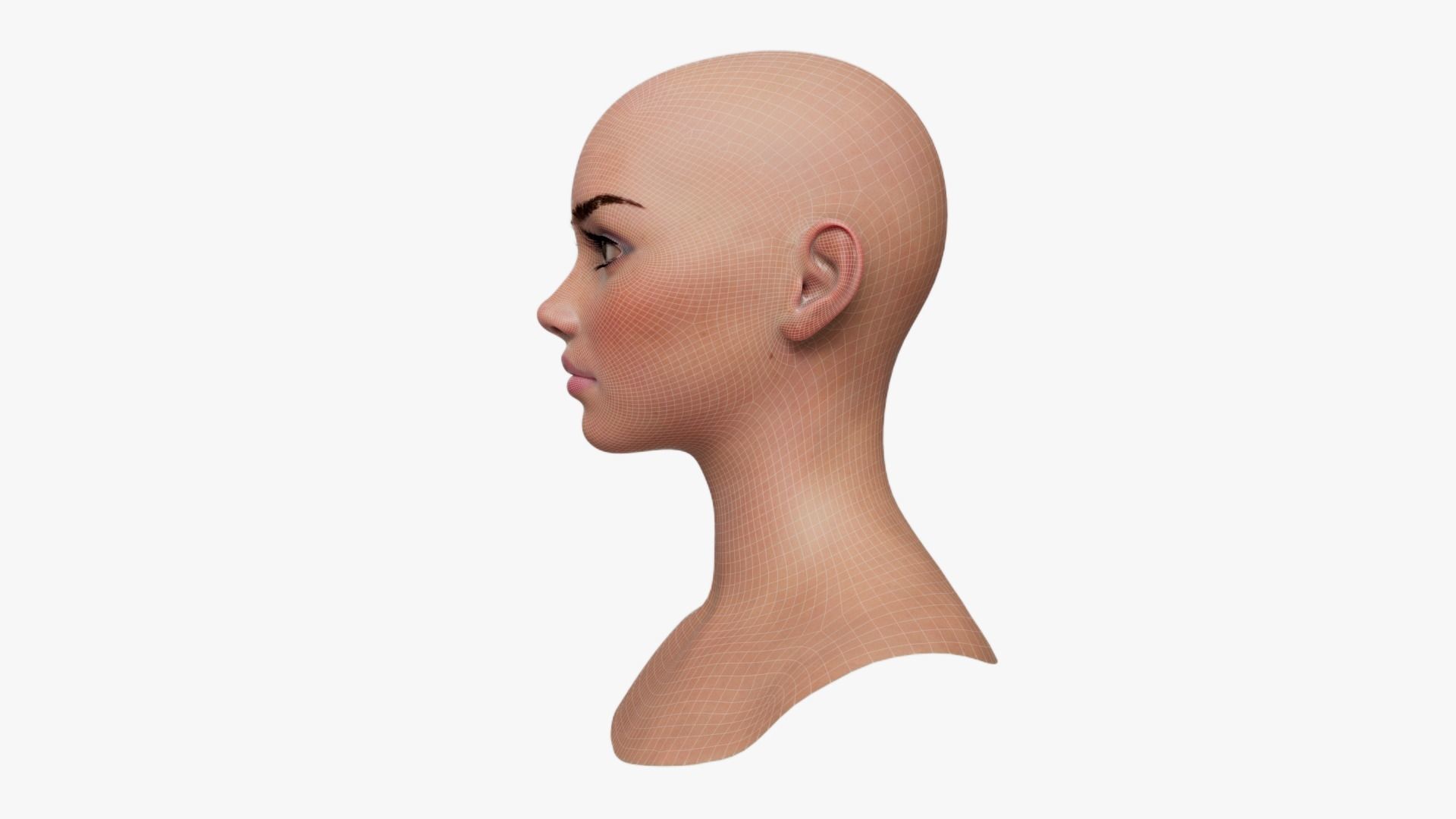 Female Head Mesh Metahuman Unreal Topology Woman Head Mesh v1 3D model_13