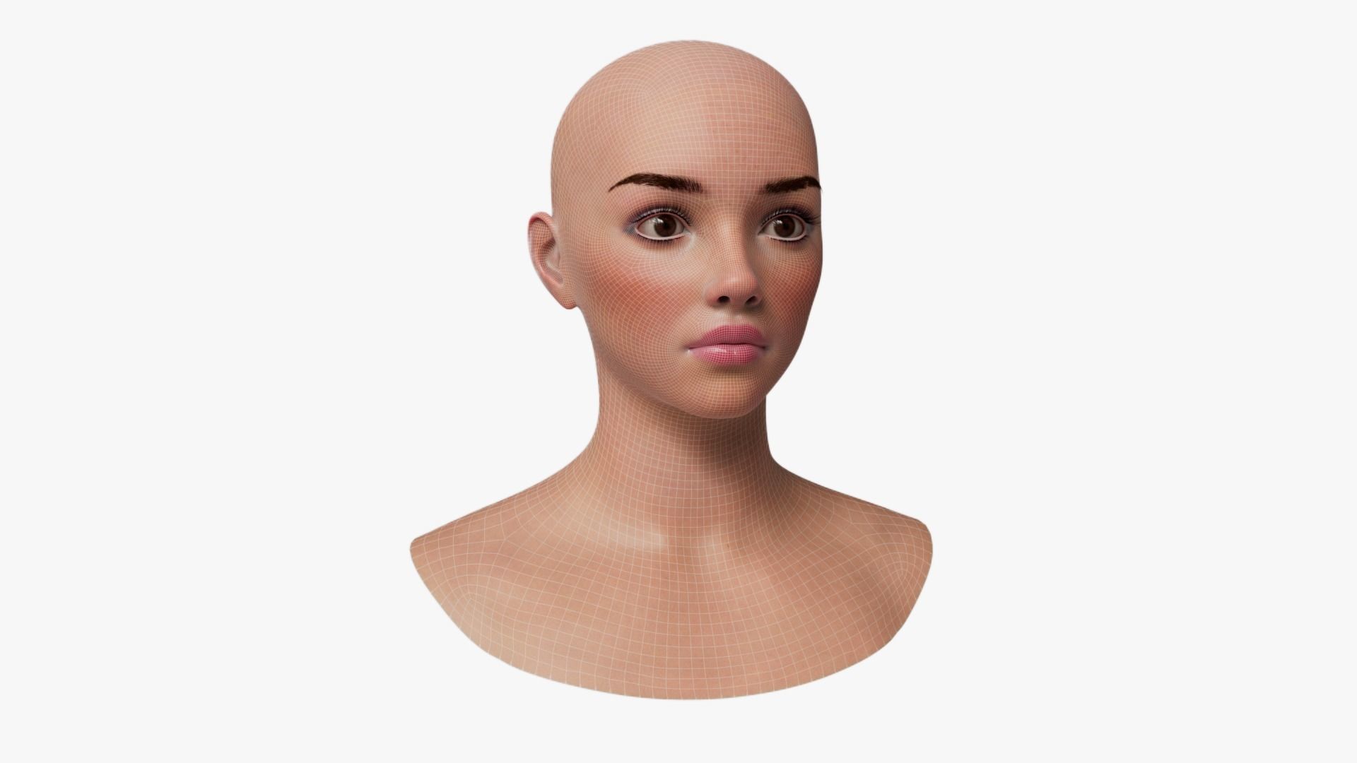 Female Head Mesh Metahuman Unreal Topology Woman Head Mesh v1 3D model_8
