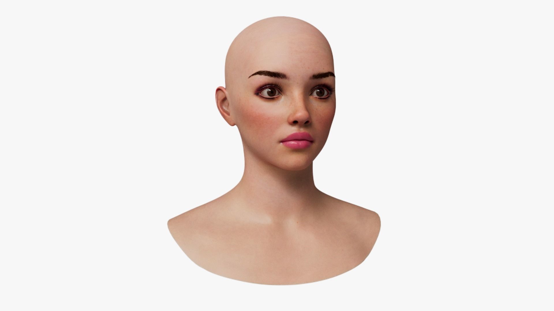 Female Head Mesh Metahuman Unreal Topology Woman Head Mesh v1 3D model_3