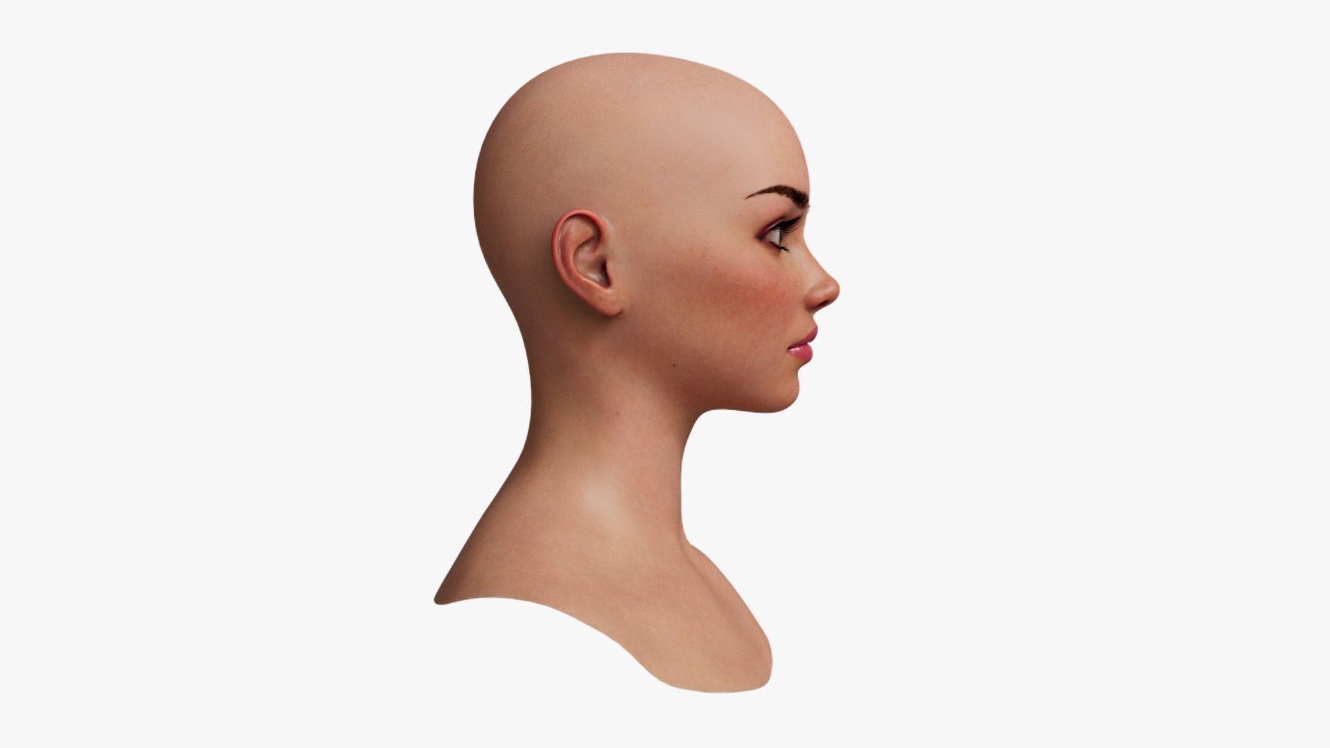 Female Head Mesh Metahuman Unreal Topology Woman Head Mesh v1 3D model_7