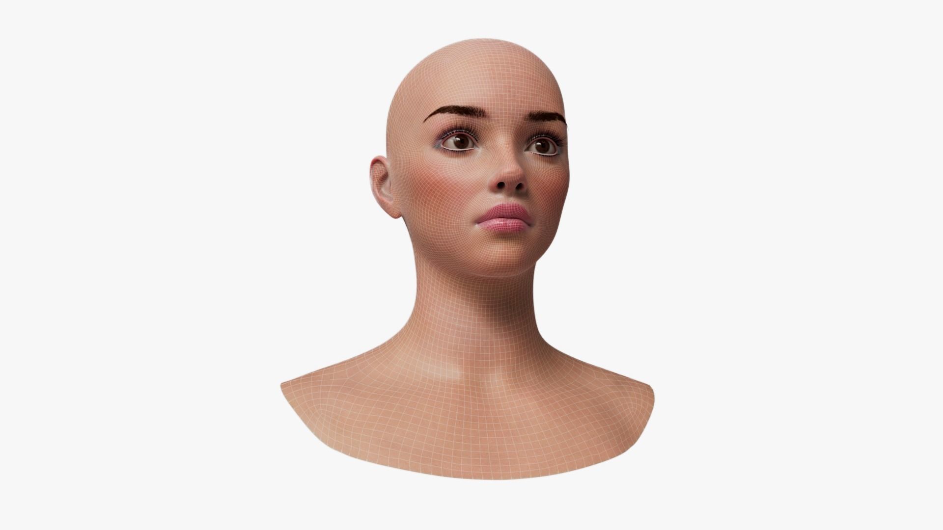 Female Head Mesh Metahuman Unreal Topology Woman Head Mesh v1 3D model_10