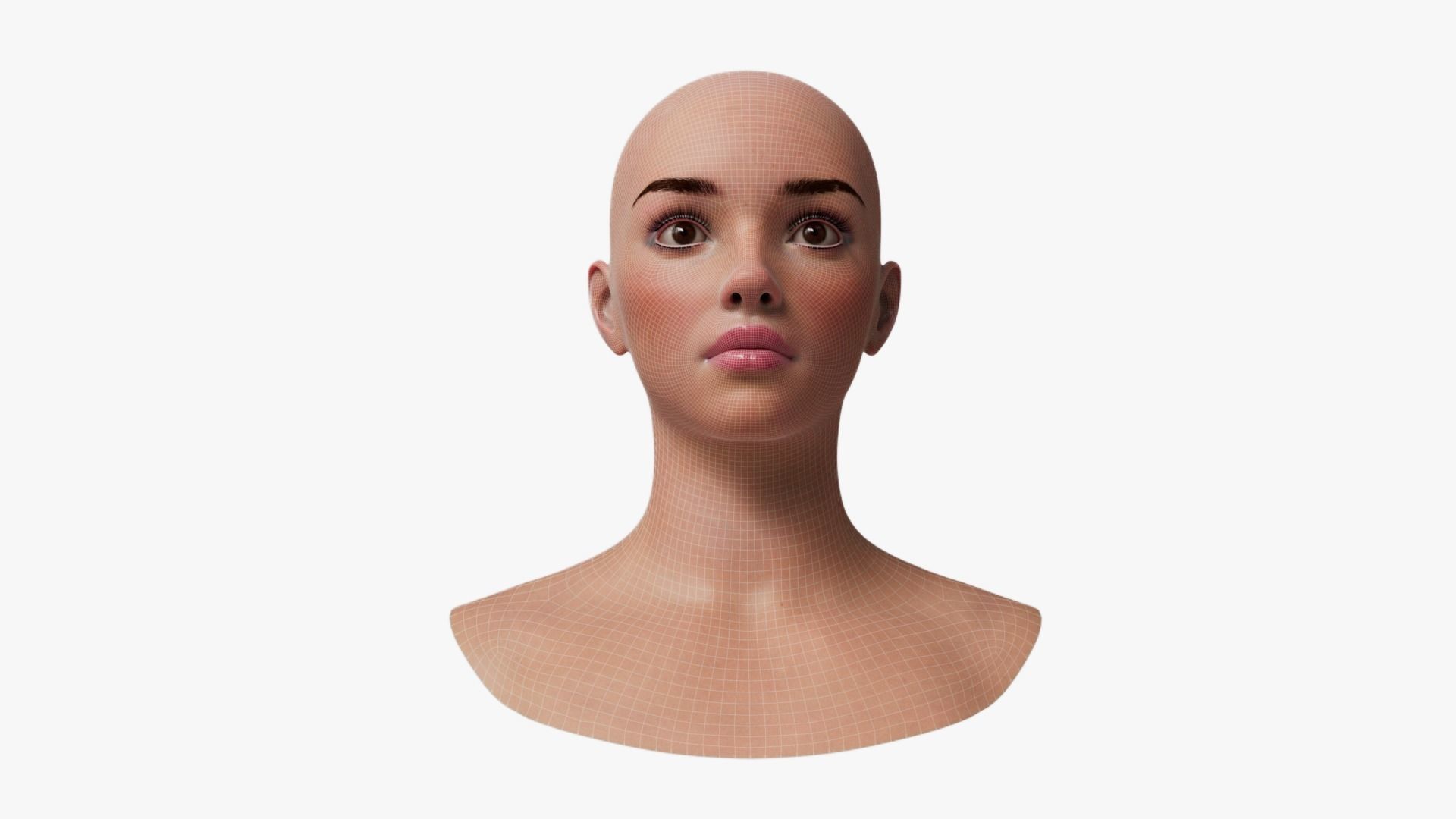 Female Head Mesh Metahuman Unreal Topology Woman Head Mesh v1 3D model_12