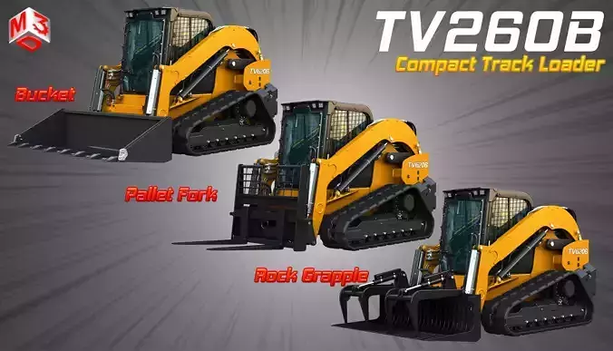 TV260B Compact Track Loader - 3 in 1 3D Model Collection