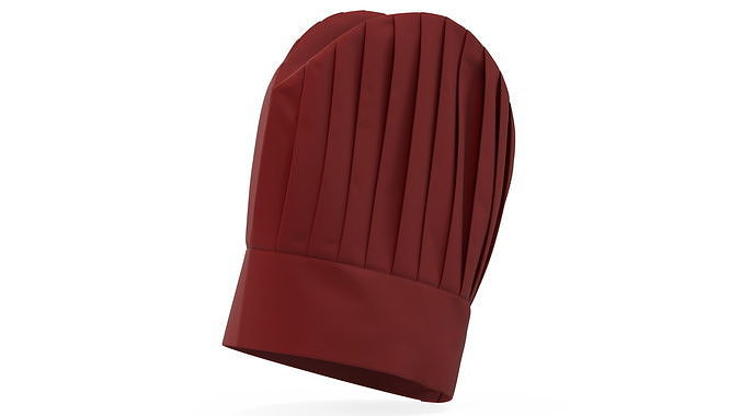 Tall Chef Hat in Red Color 3D model 6