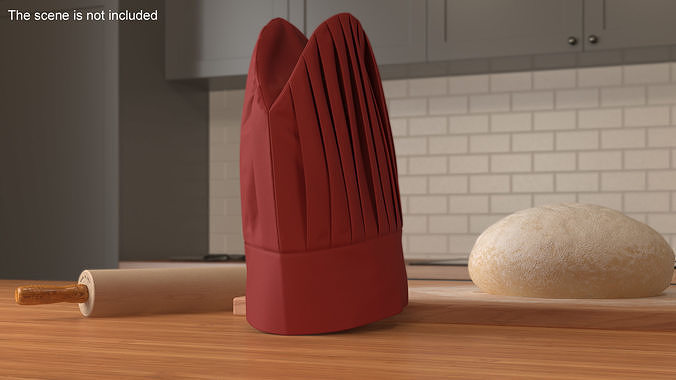 Tall Chef Hat in Red Color 3D model