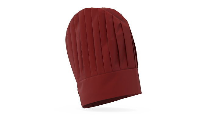 Tall Chef Hat in Red Color 3D model 5