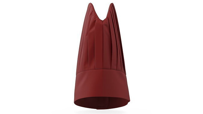 Tall Chef Hat in Red Color 3D model 7
