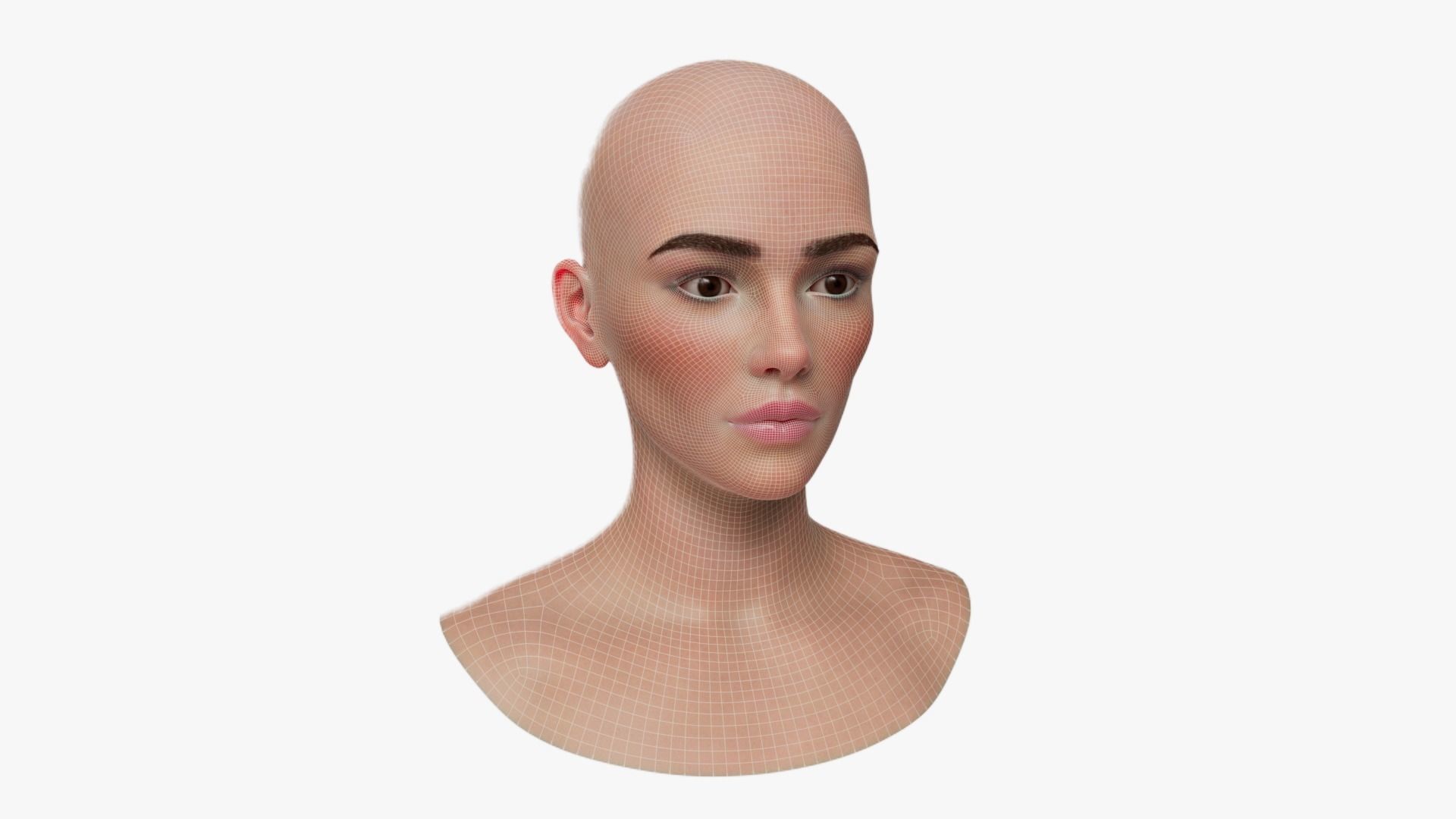 Female Head Mesh Metahuman Unreal Topology Woman Head Mesh v2 3D model_9