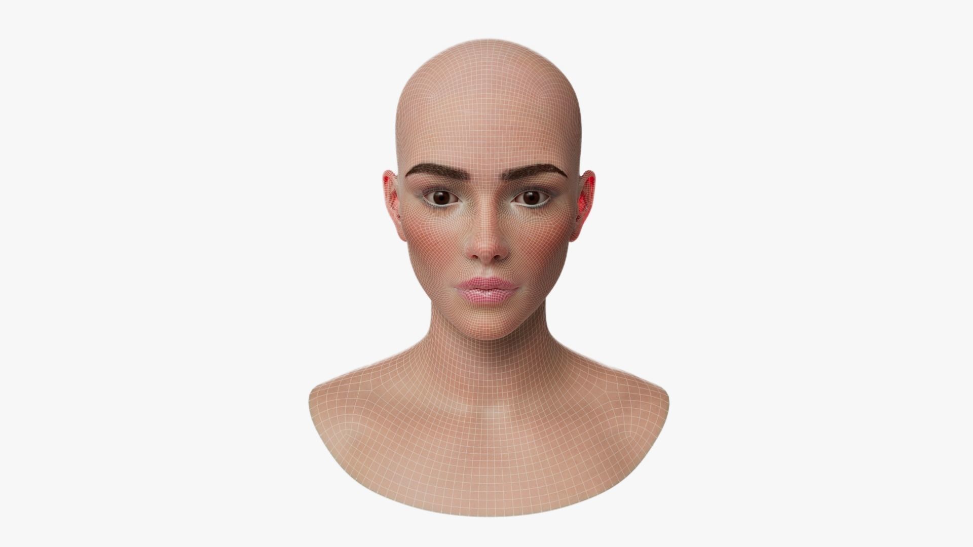 Female Head Mesh Metahuman Unreal Topology Woman Head Mesh v2 3D model_7