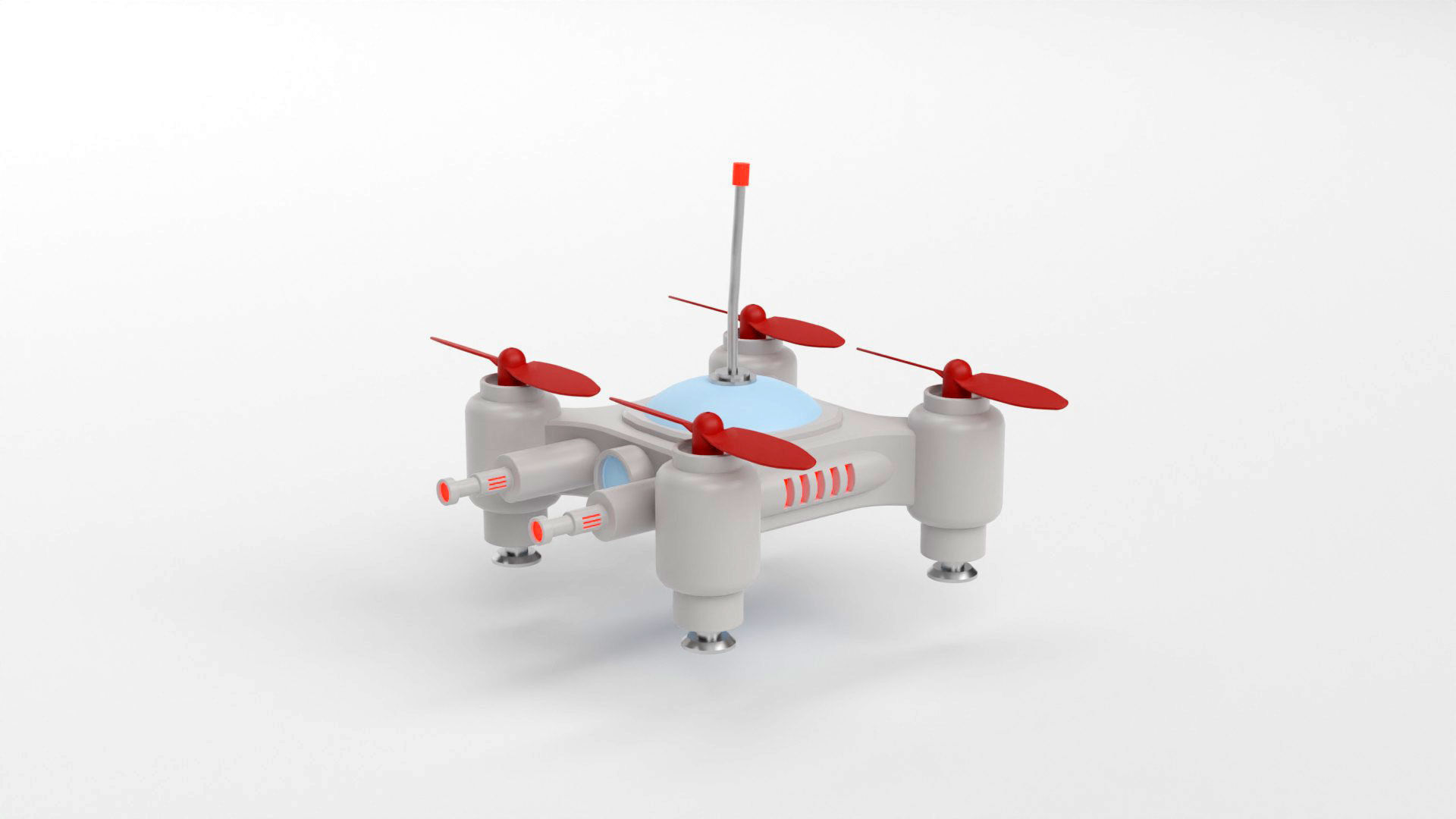 Mini Quadcopter rigged 3d model Low-poly 3D model_14