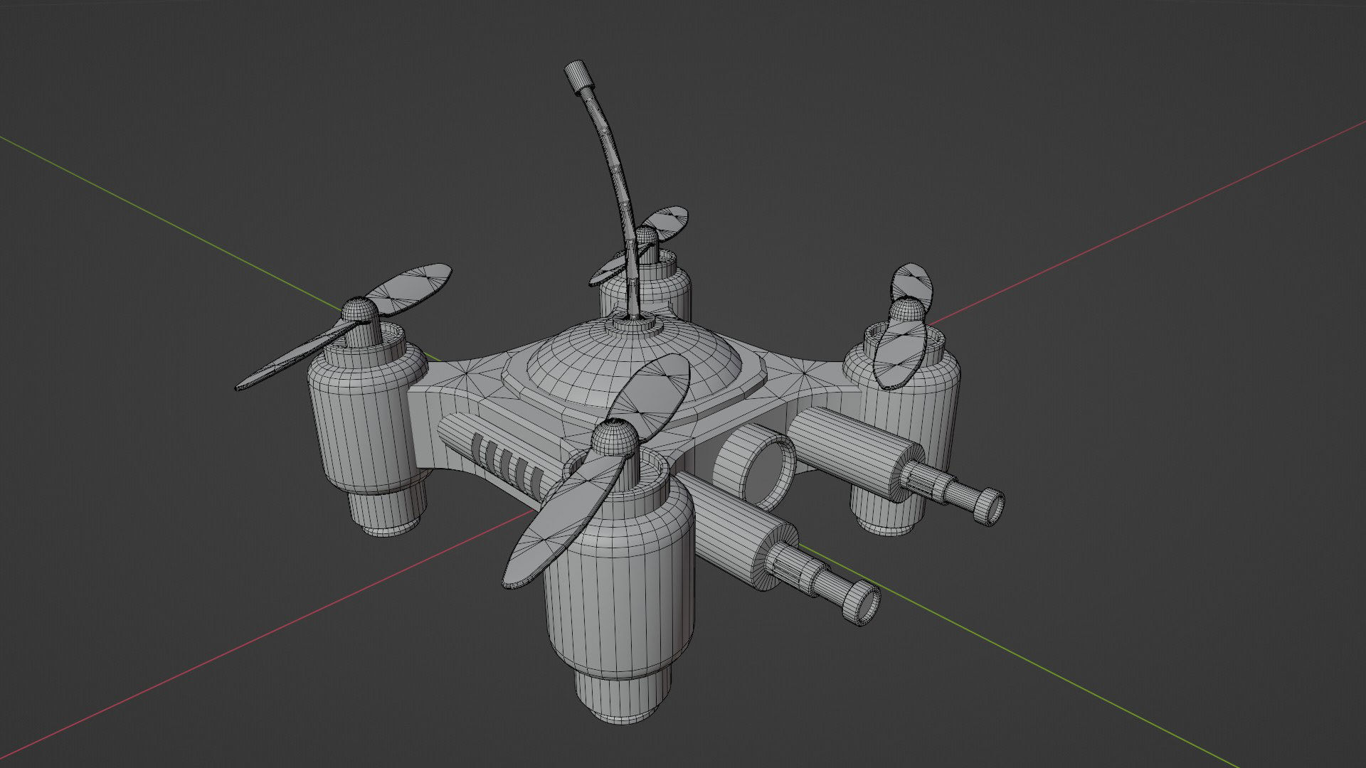 Mini Quadcopter rigged 3d model Low-poly 3D model_9