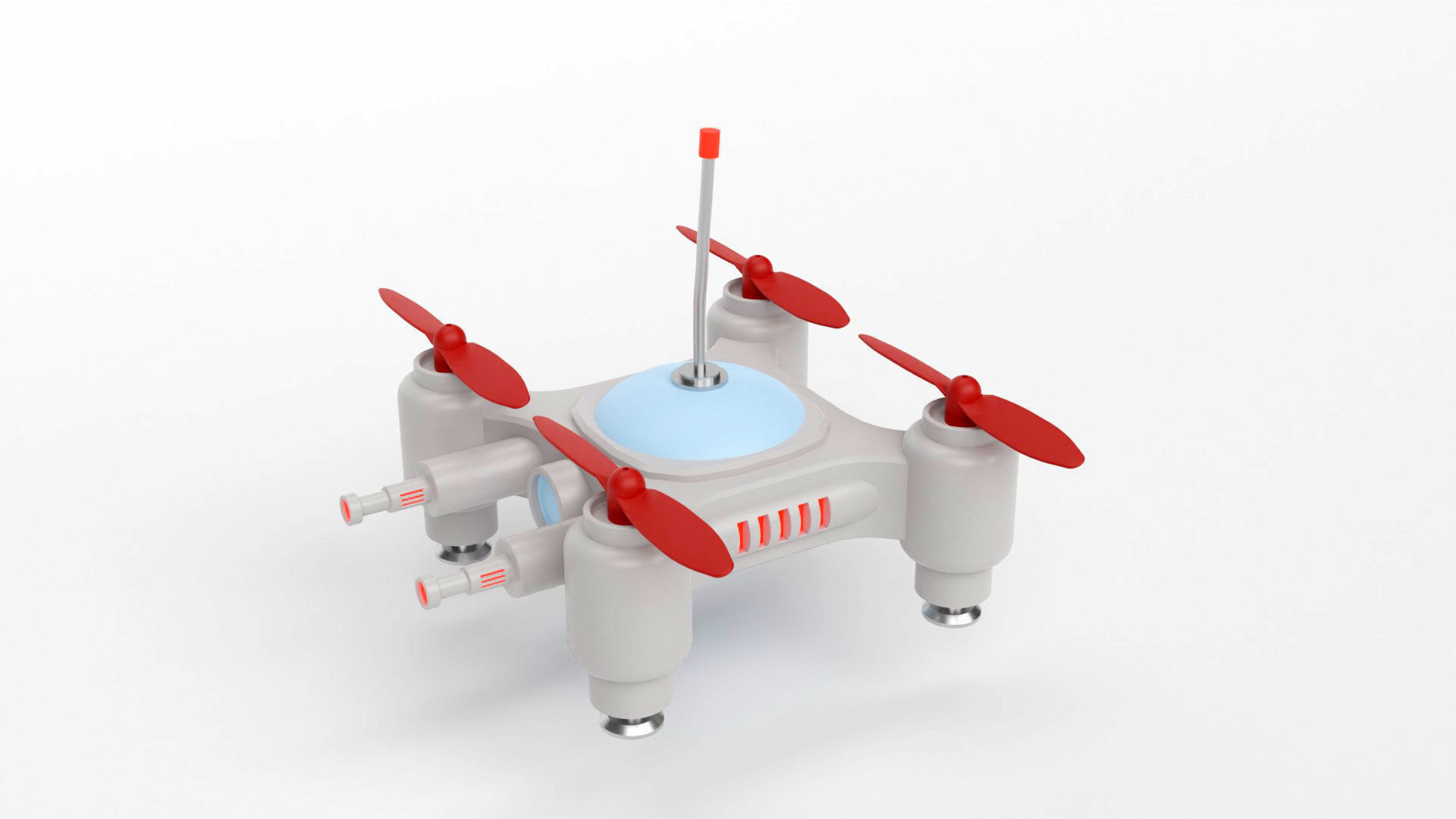 Mini Quadcopter rigged 3d model Low-poly 3D model_2