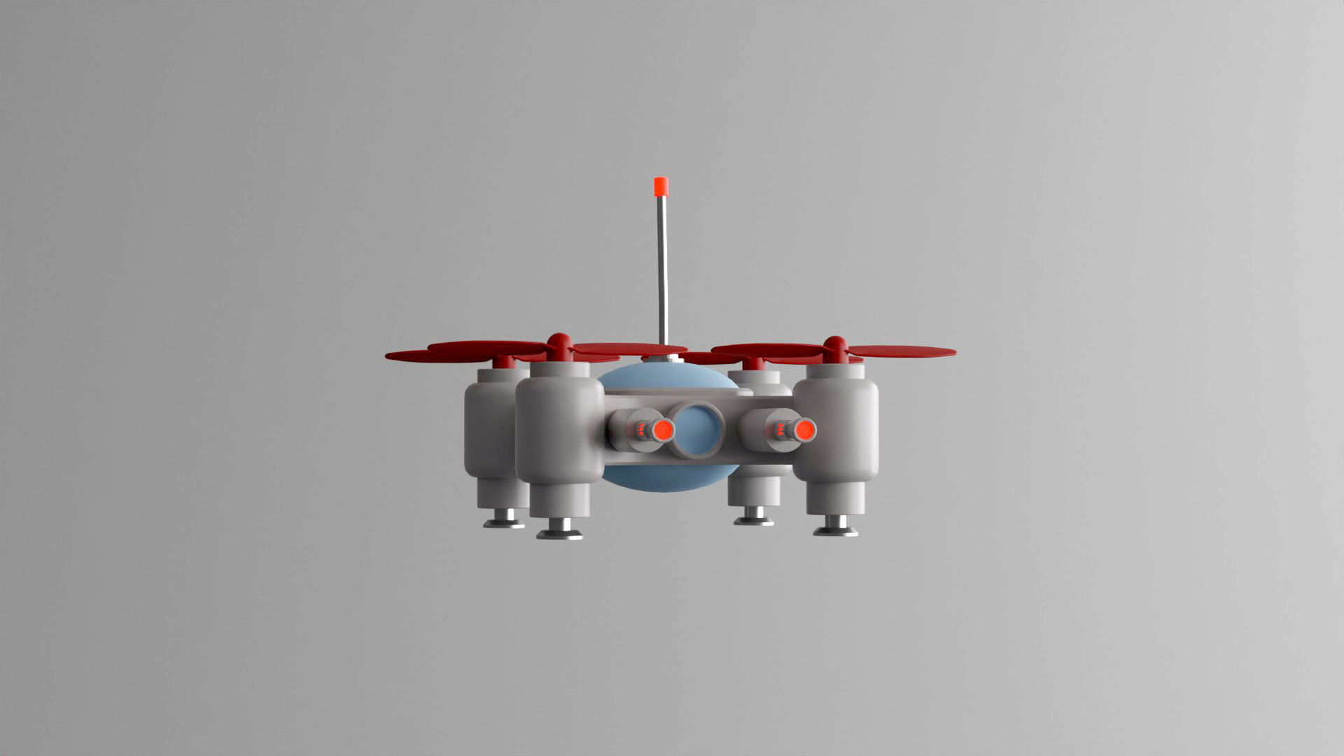 Mini Quadcopter rigged 3d model Low-poly 3D model_17