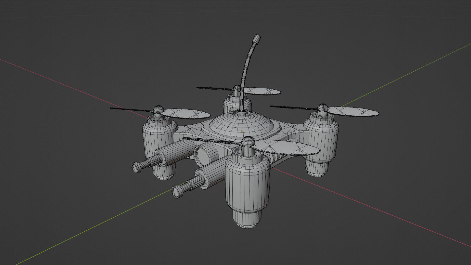 Mini Quadcopter rigged 3d model Low-poly 3D model_10
