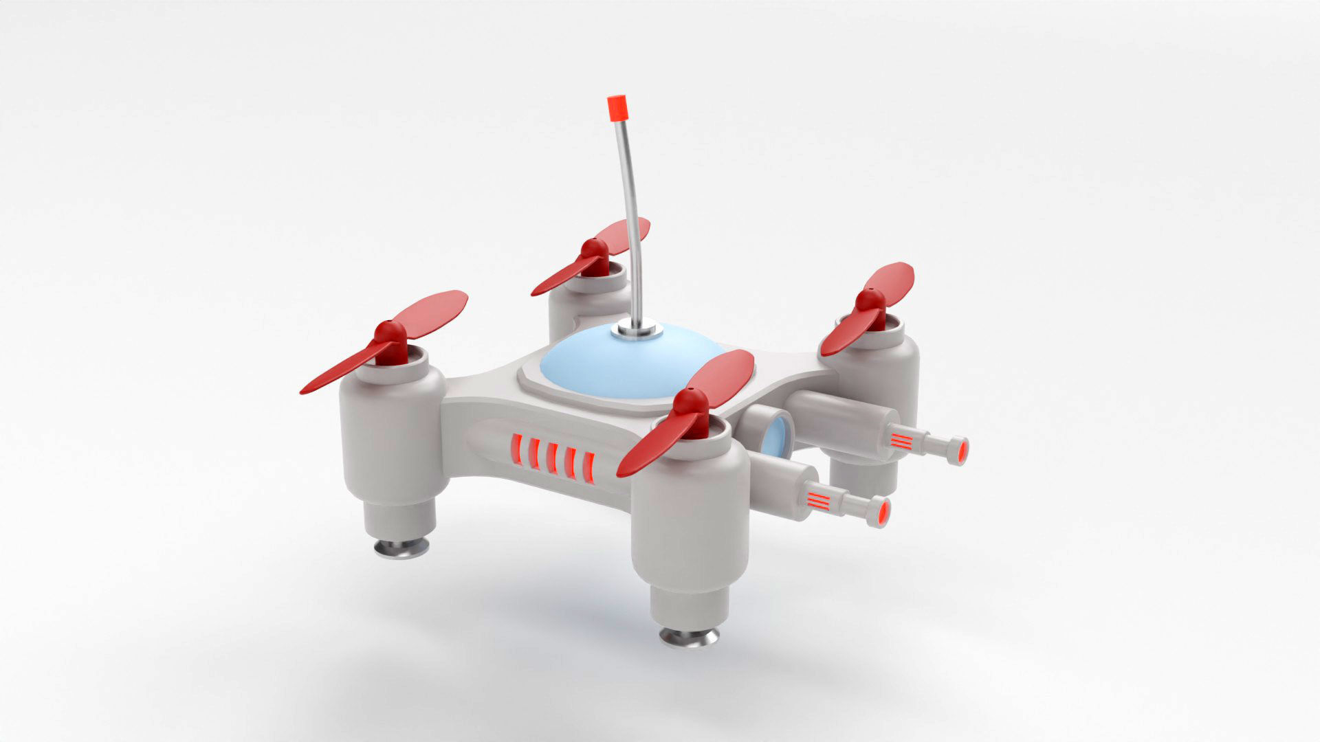 Mini Quadcopter rigged 3d model Low-poly 3D model_4