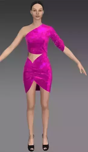 Dress one shoulder Low-poly 3D model