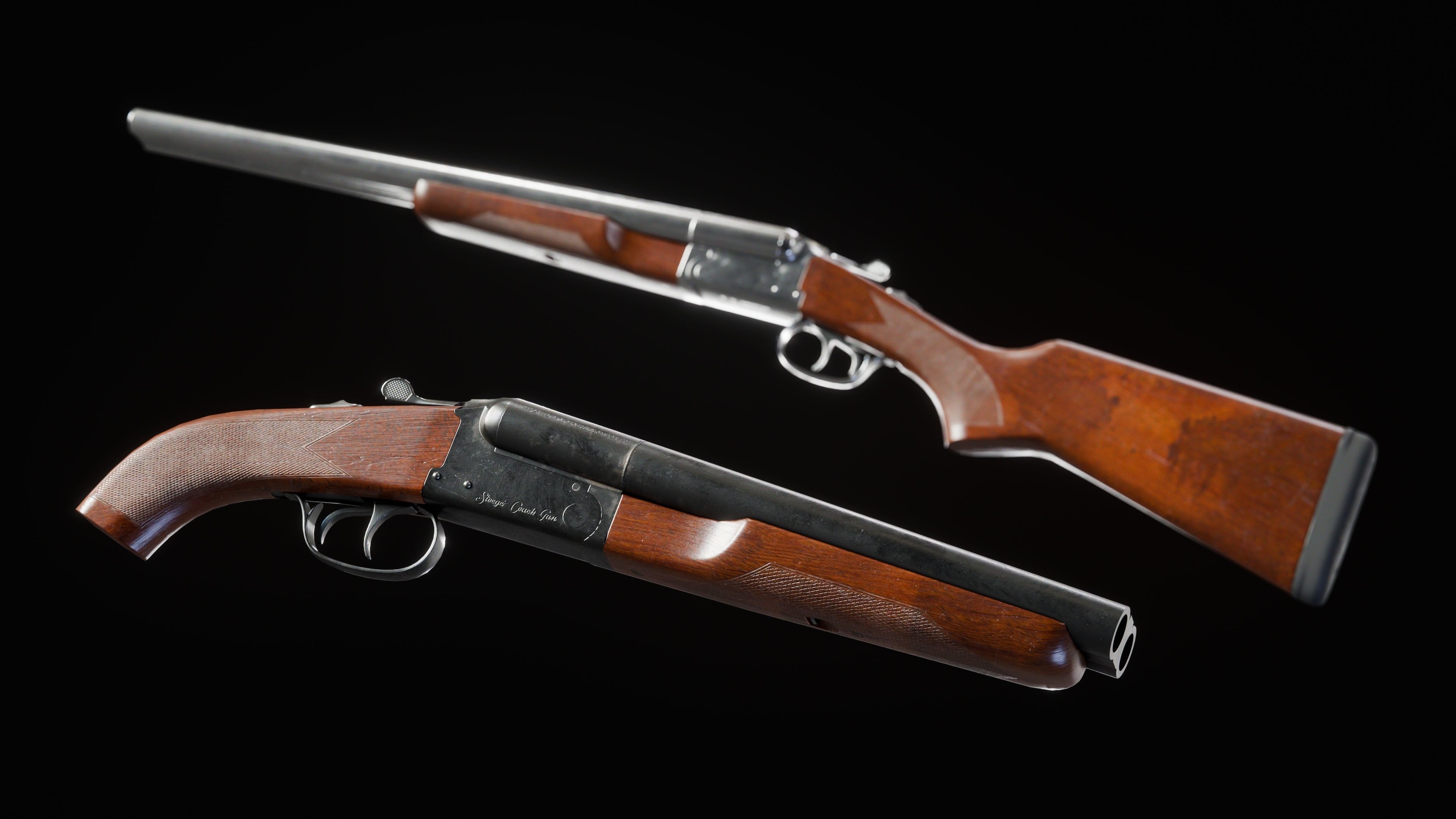Game Ready Stoeger Double Barrel Coach Gun Long and Short Barrel Low-poly 3D model_3