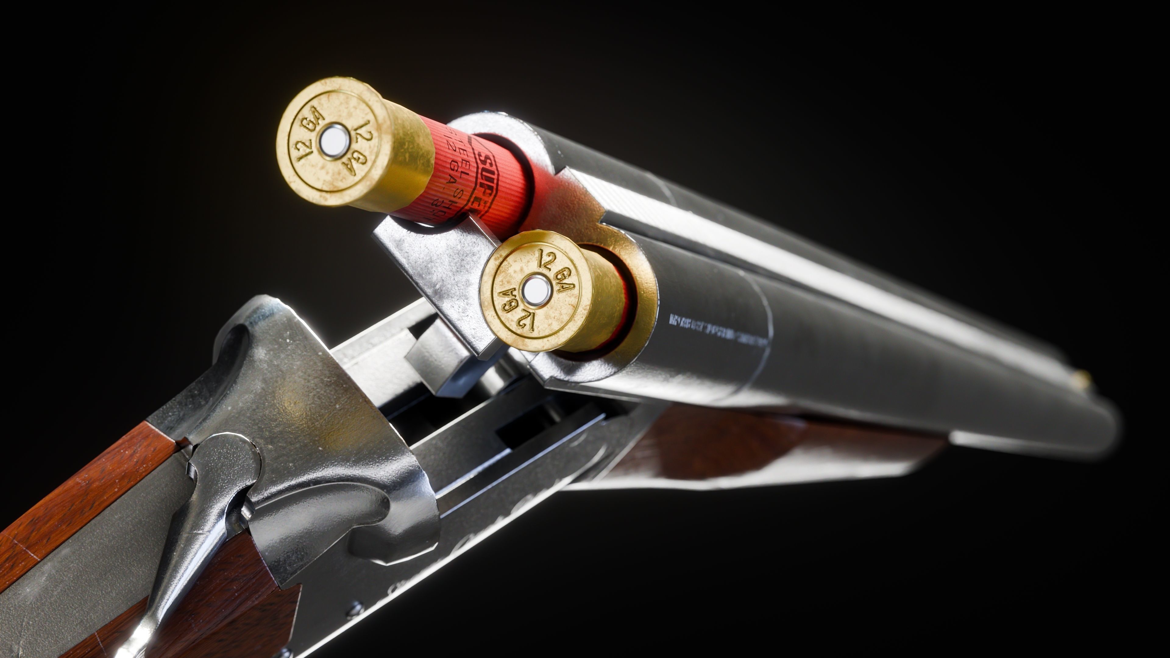 Game Ready Stoeger Double Barrel Coach Gun Long and Short Barrel Low-poly 3D model_5