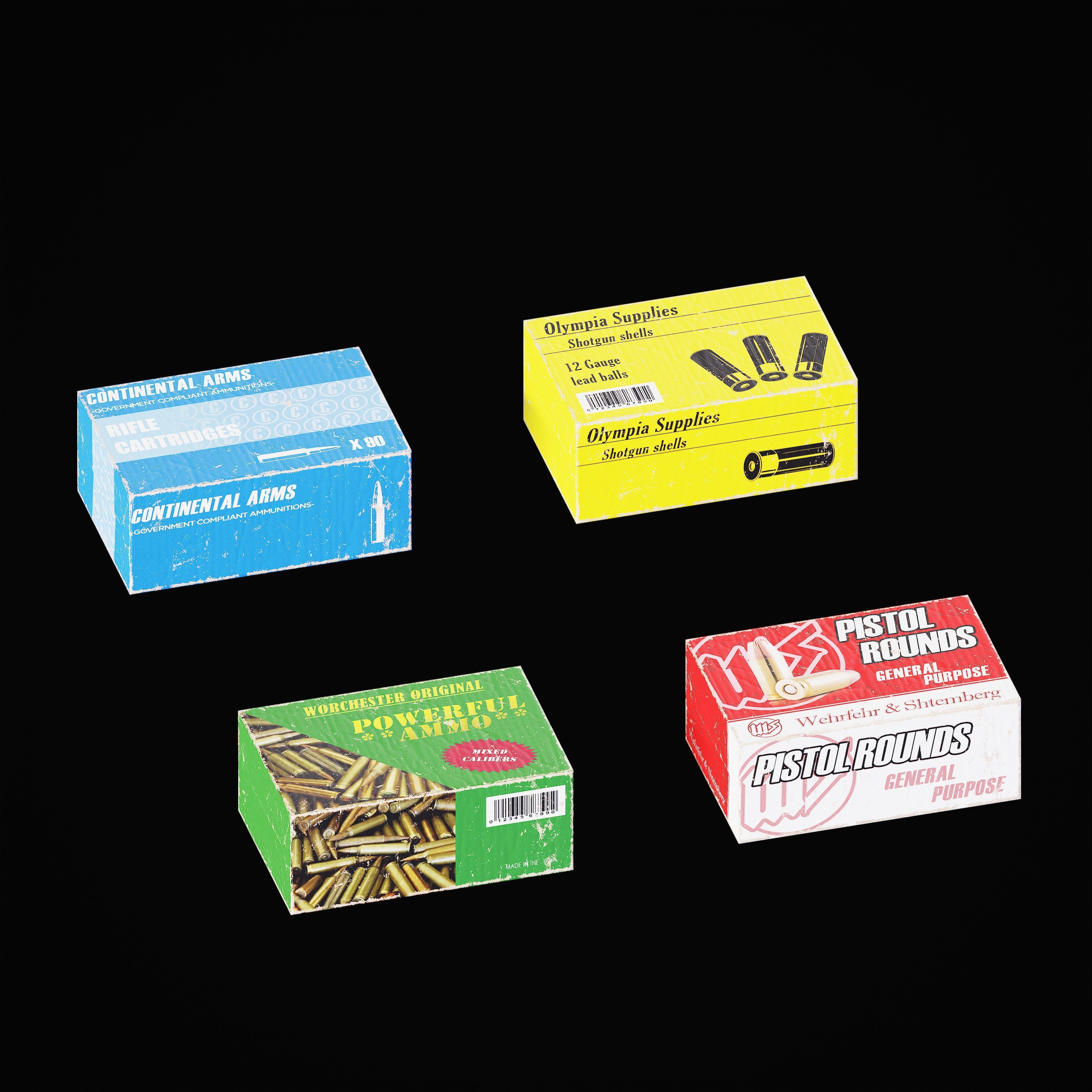 Game Ready Ammo Box - 4 Pack  Low-poly 3D model_2