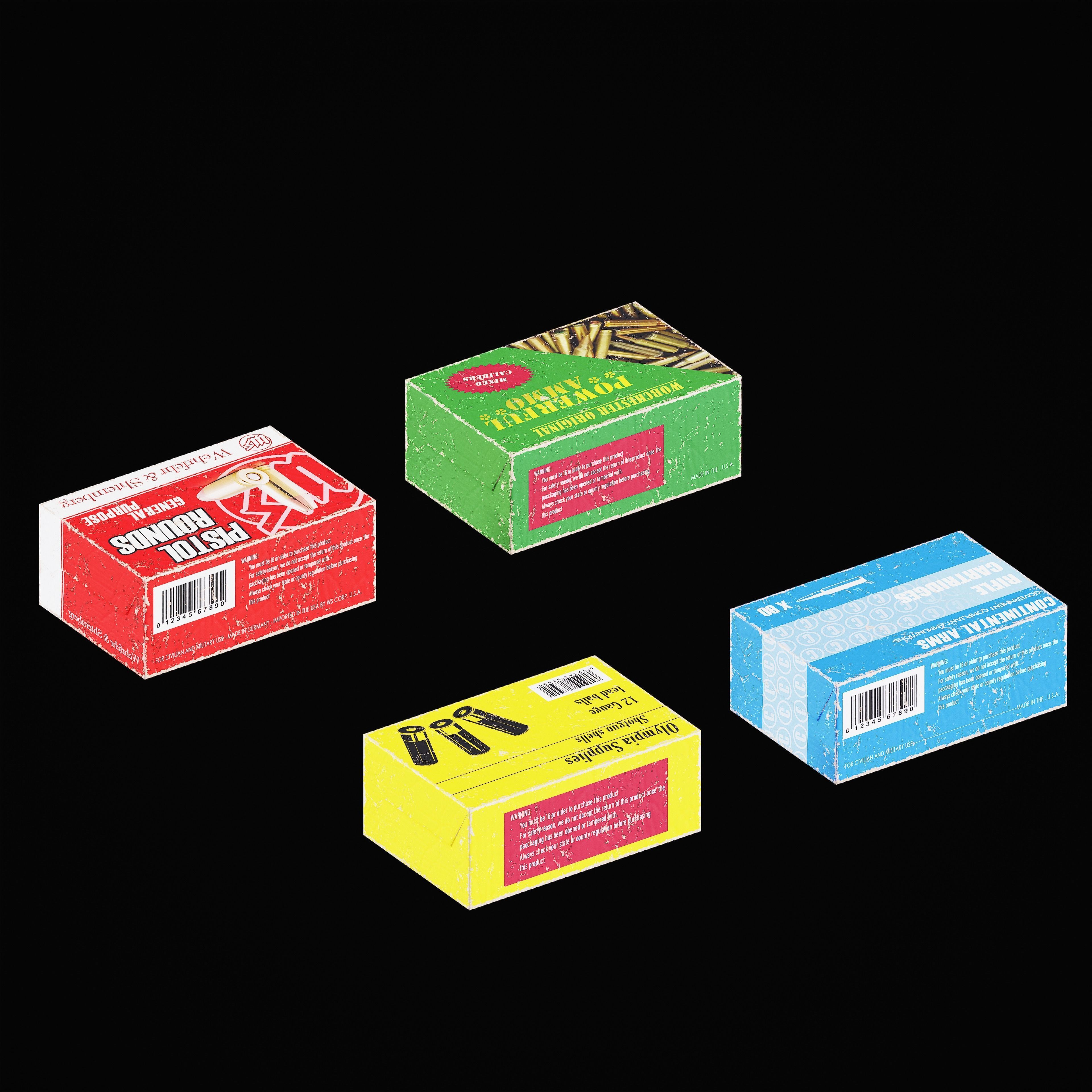 Game Ready Ammo Box - 4 Pack  Low-poly 3D model_7