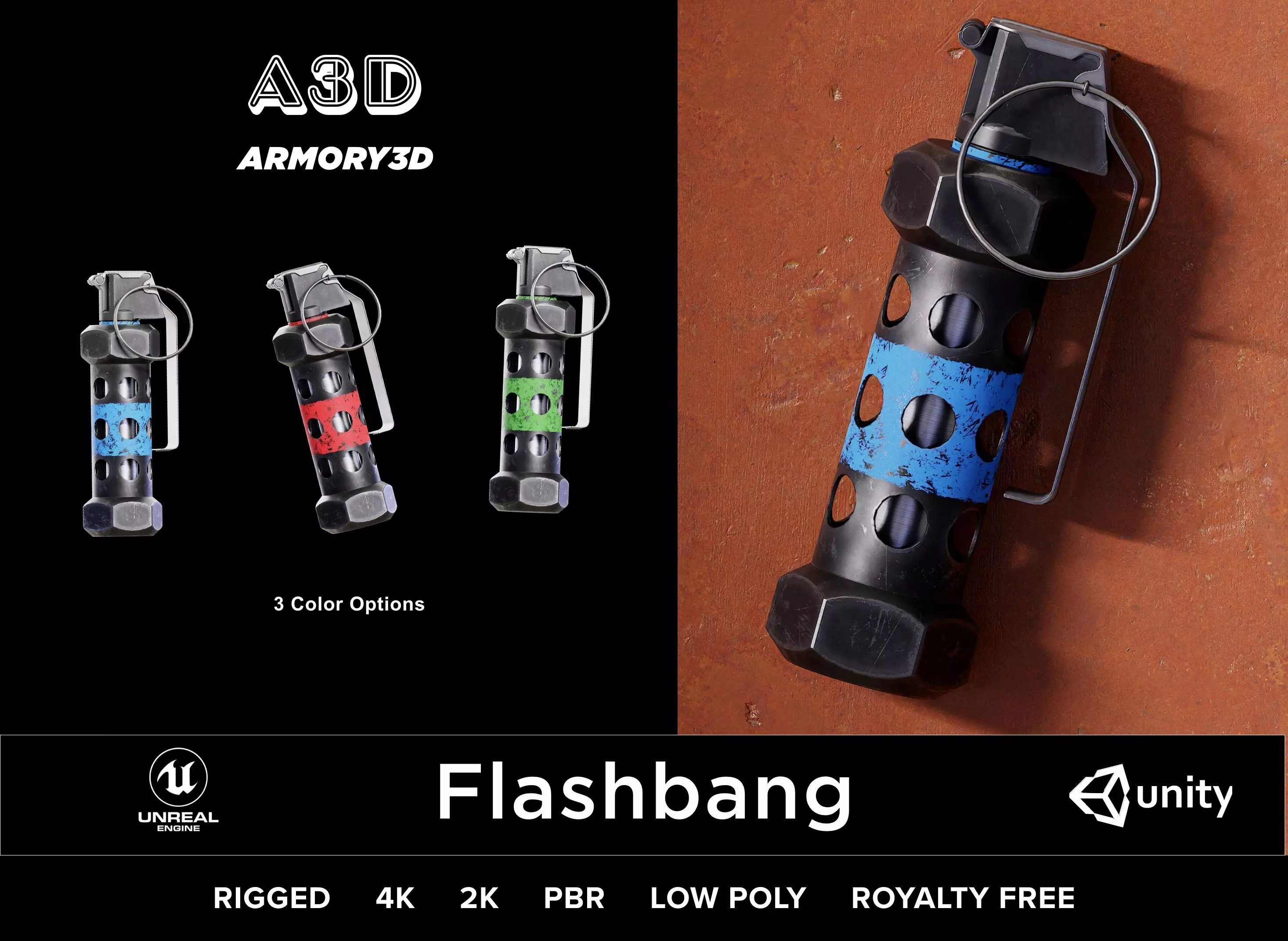 Game Ready Flashbang - Rigged PBR Low-poly 3D model
