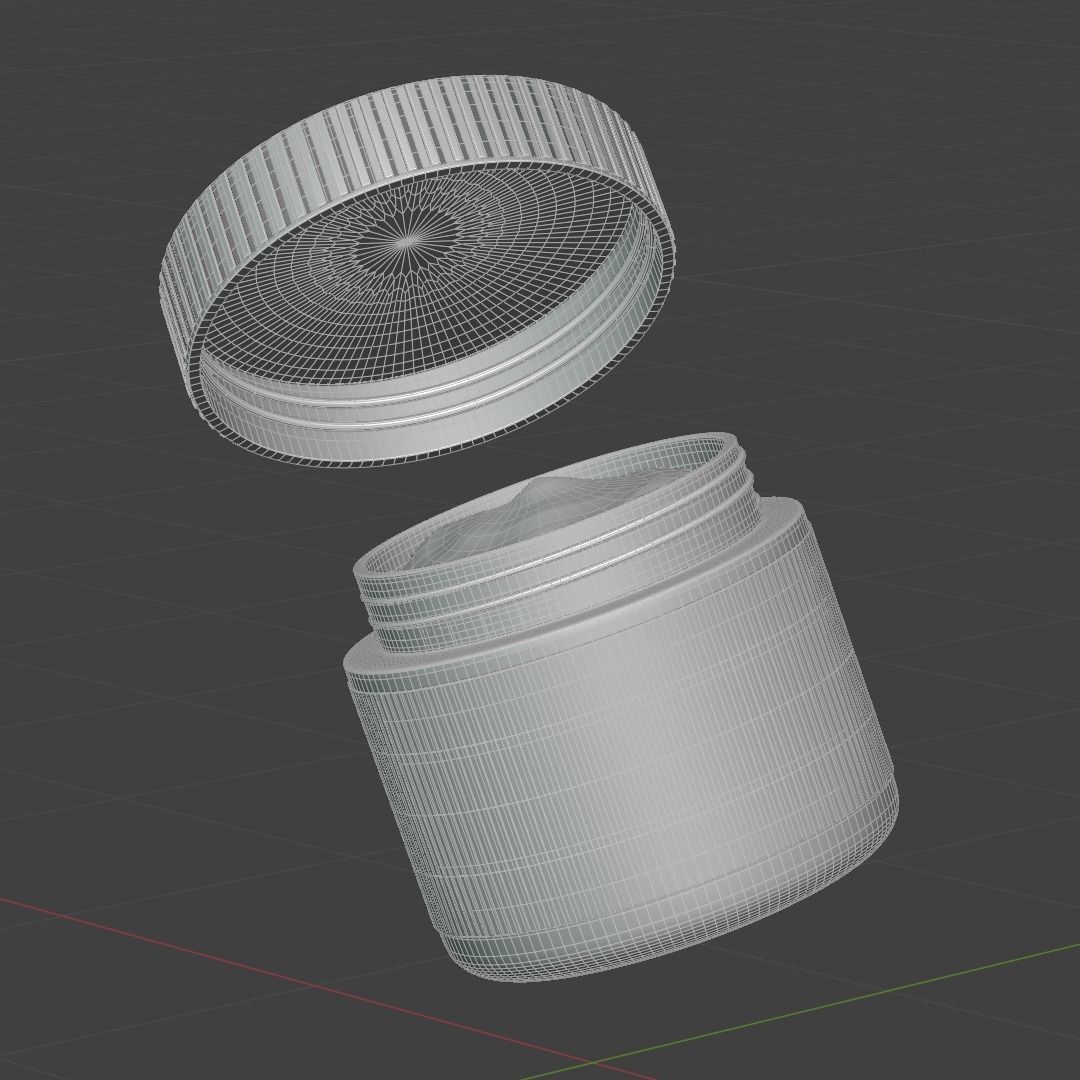 Facial Jar Red Plastic Mockup 3D model_2