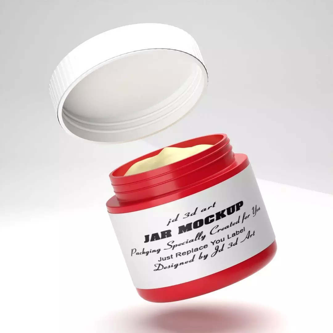 Facial Jar Red Plastic Mockup 3D model_0