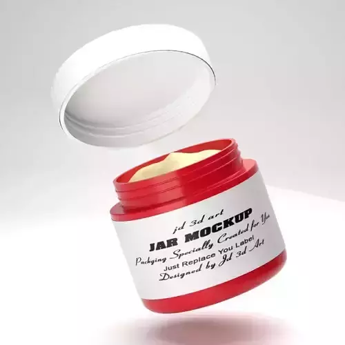 Facial Jar Red Plastic Mockup