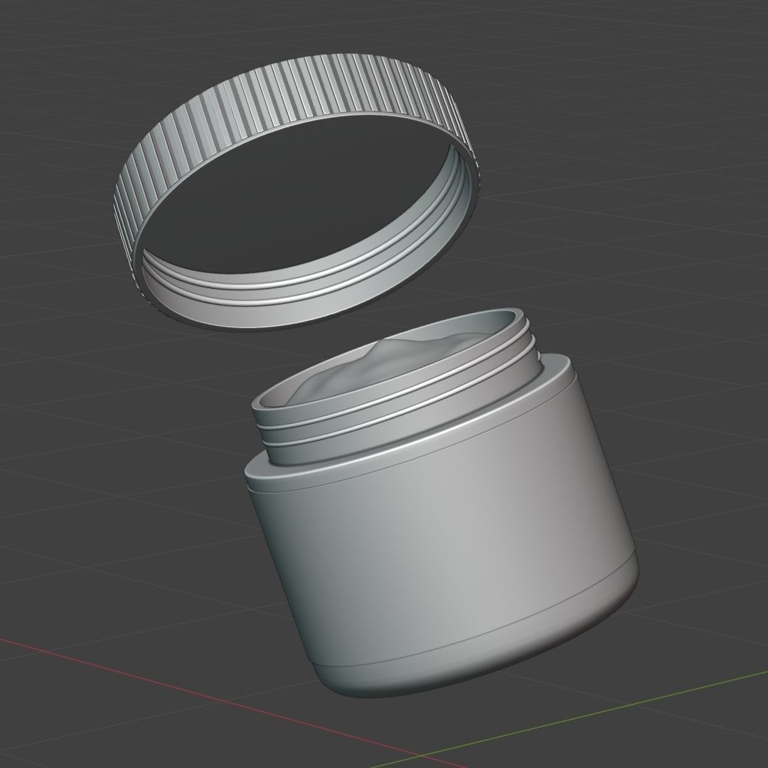 Facial Jar Red Plastic Mockup 3D model_1