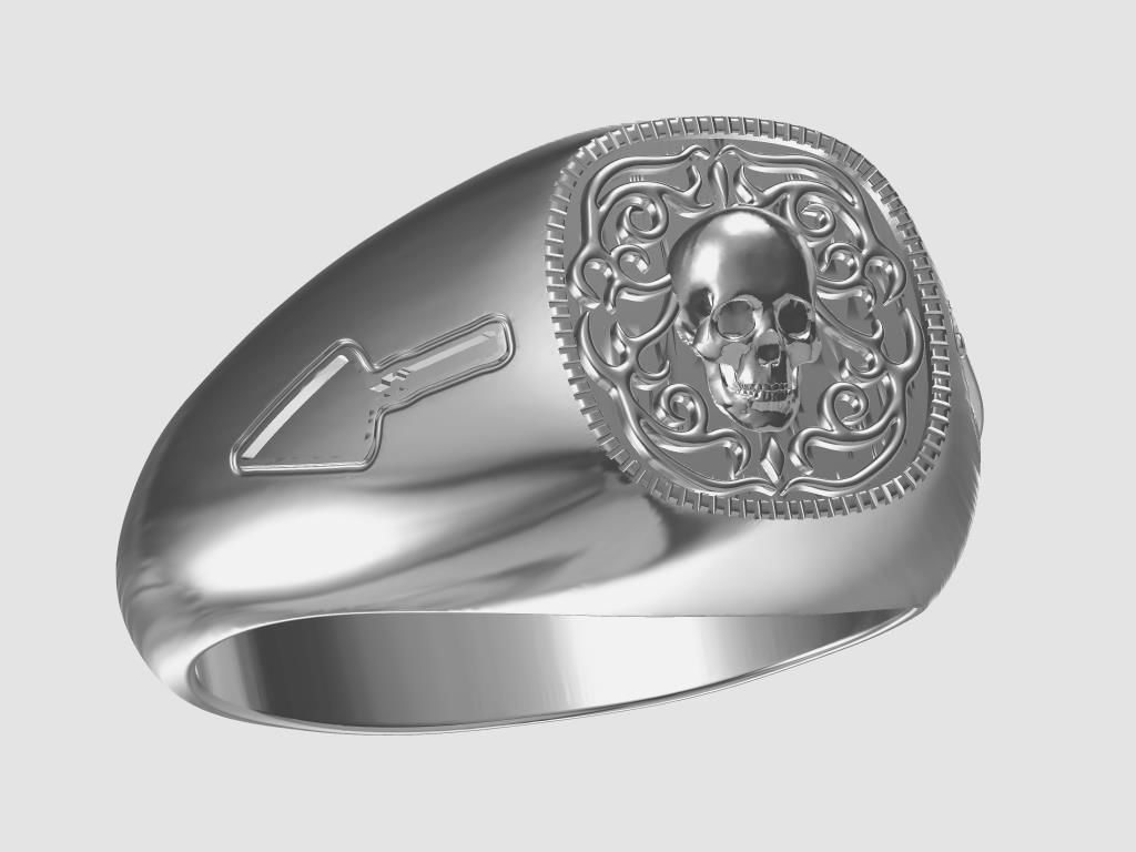 Masonic ring 3D print model_7