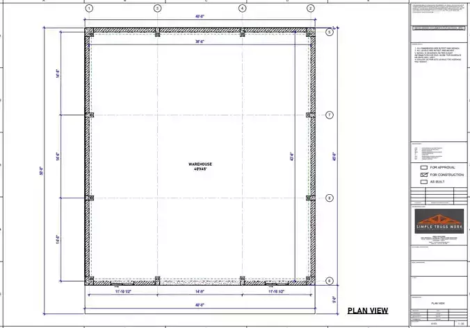 Simple Truss work - 40 x 45 Tubular shed - 20 ft height
