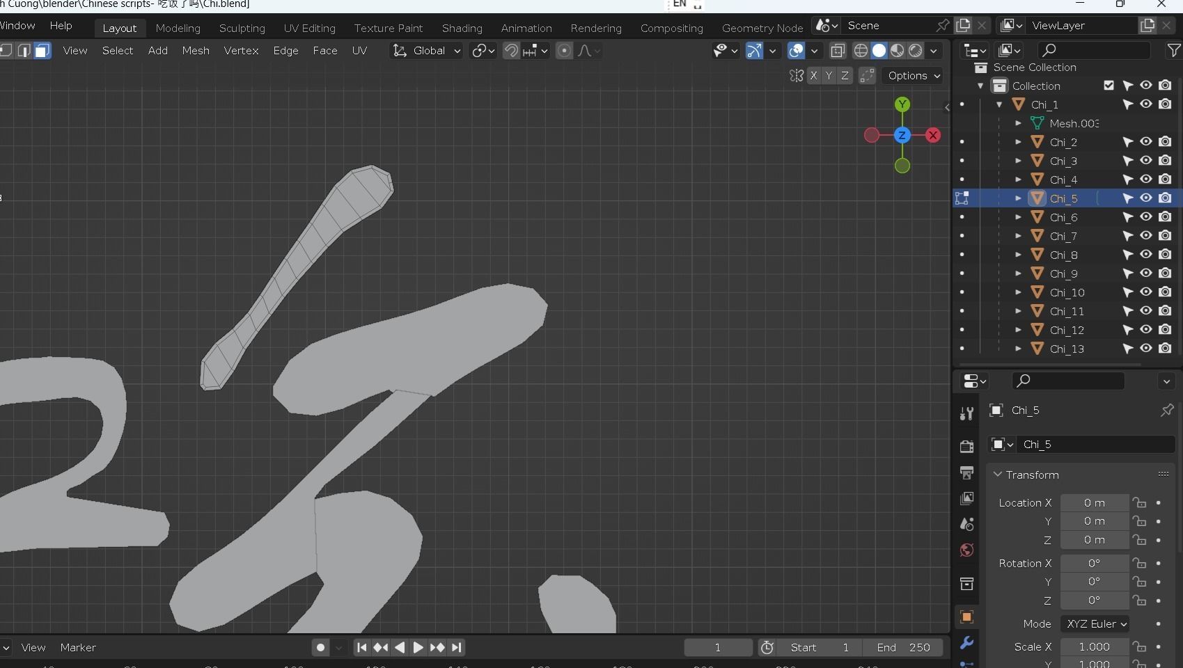 Chinese scripts  for education animation Low-poly 3D model_40