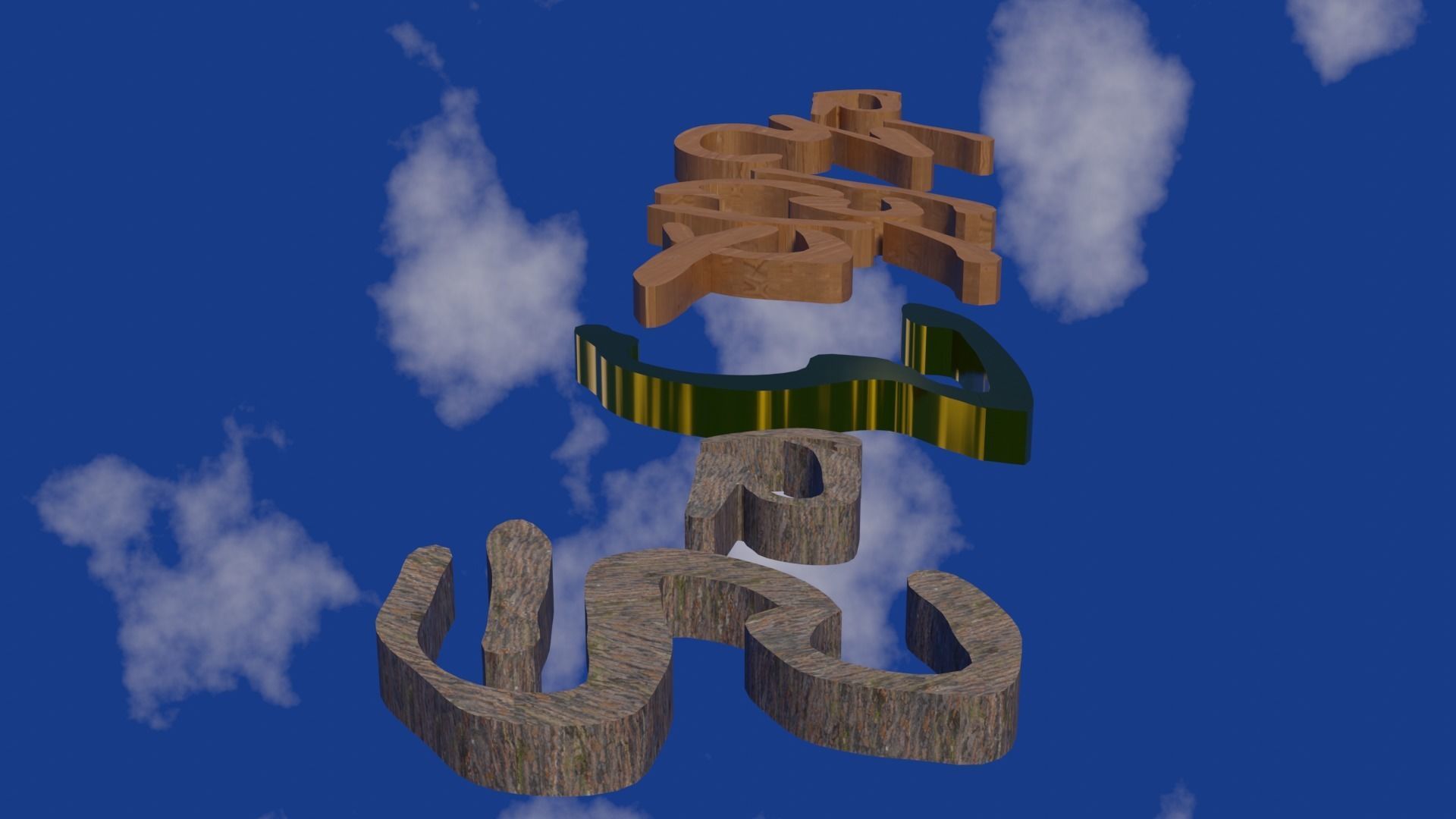 Chinese scripts  for education animation Low-poly 3D model_2