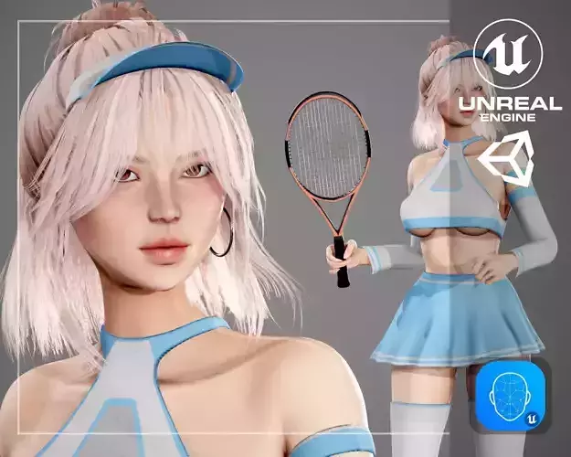 Tennis Player Girl Sonia Low-poly 3D model