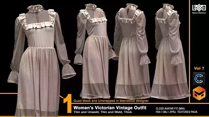 Women Victorian Vintage Outfit - VOL7