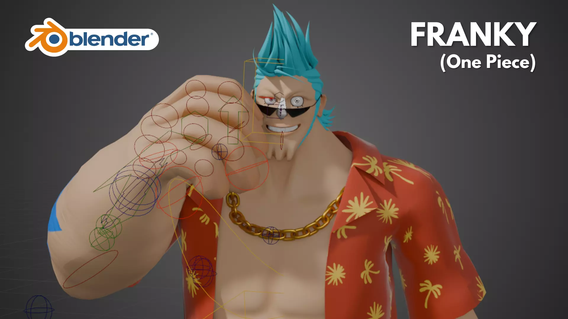 One Piece Franky Character Rig 3D model_0