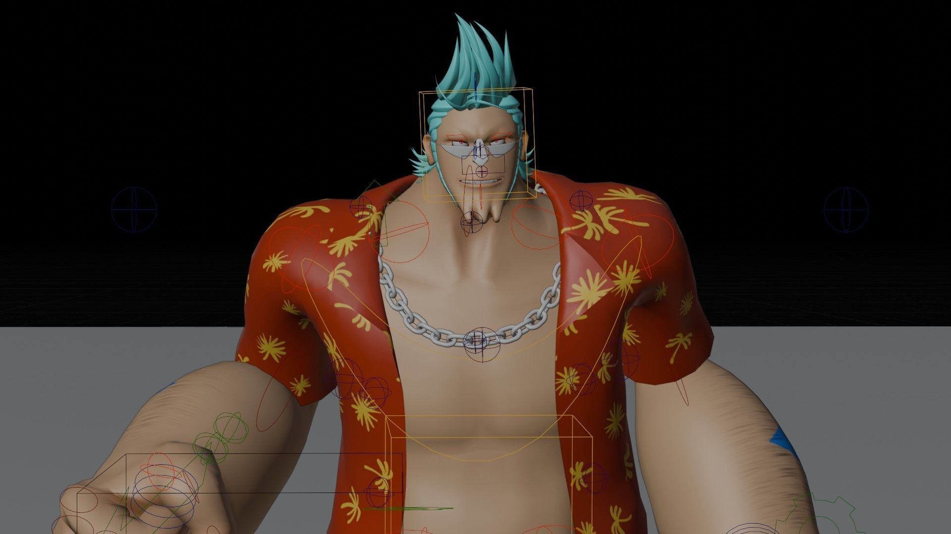 One Piece Franky Character Rig 3D model_4