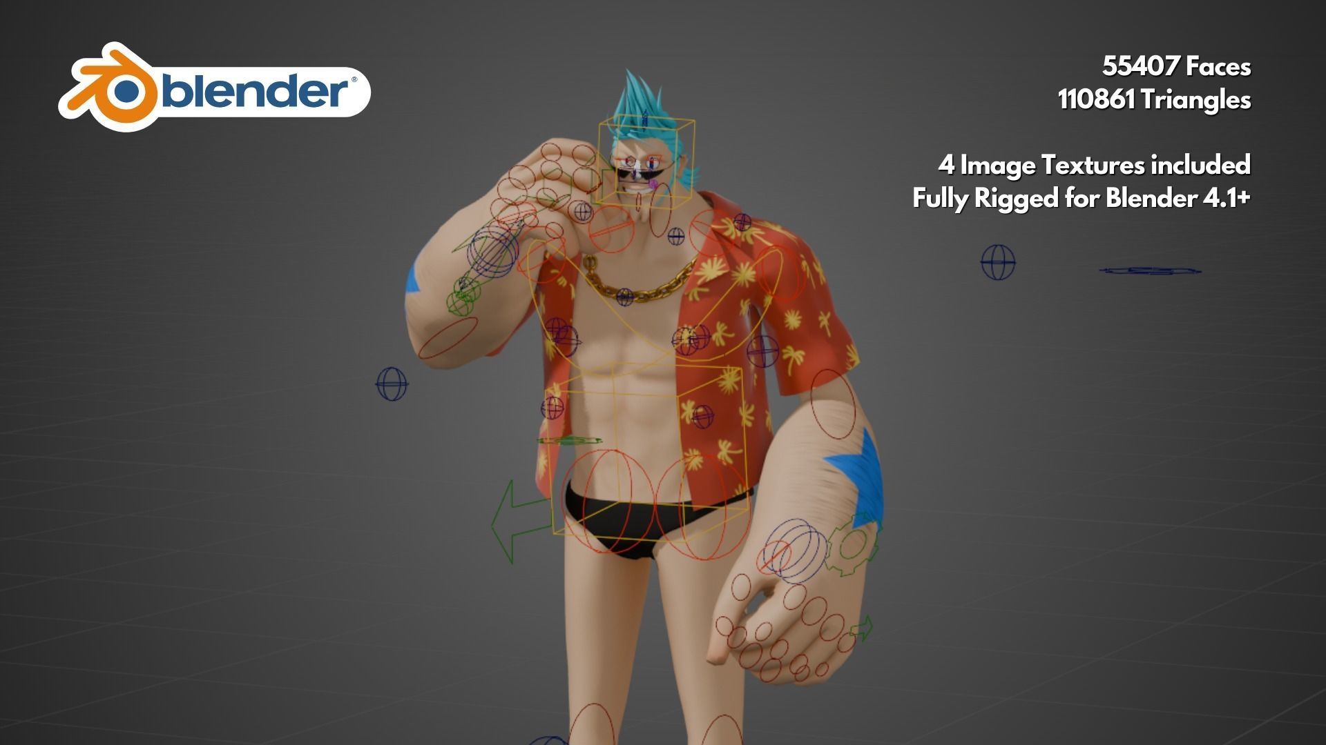 One Piece Franky Character Rig 3D model_2
