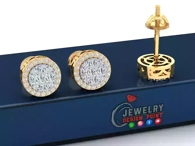 Custom Fully Round shape Diamond Studs - Ice out Earring Unisex