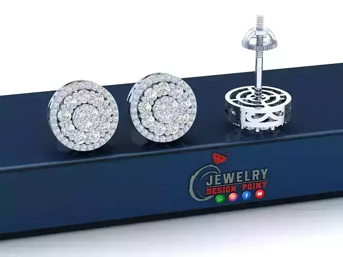 Custom Fully Round shape Diamond Studs - Ice out Earring Unisex  3D print model