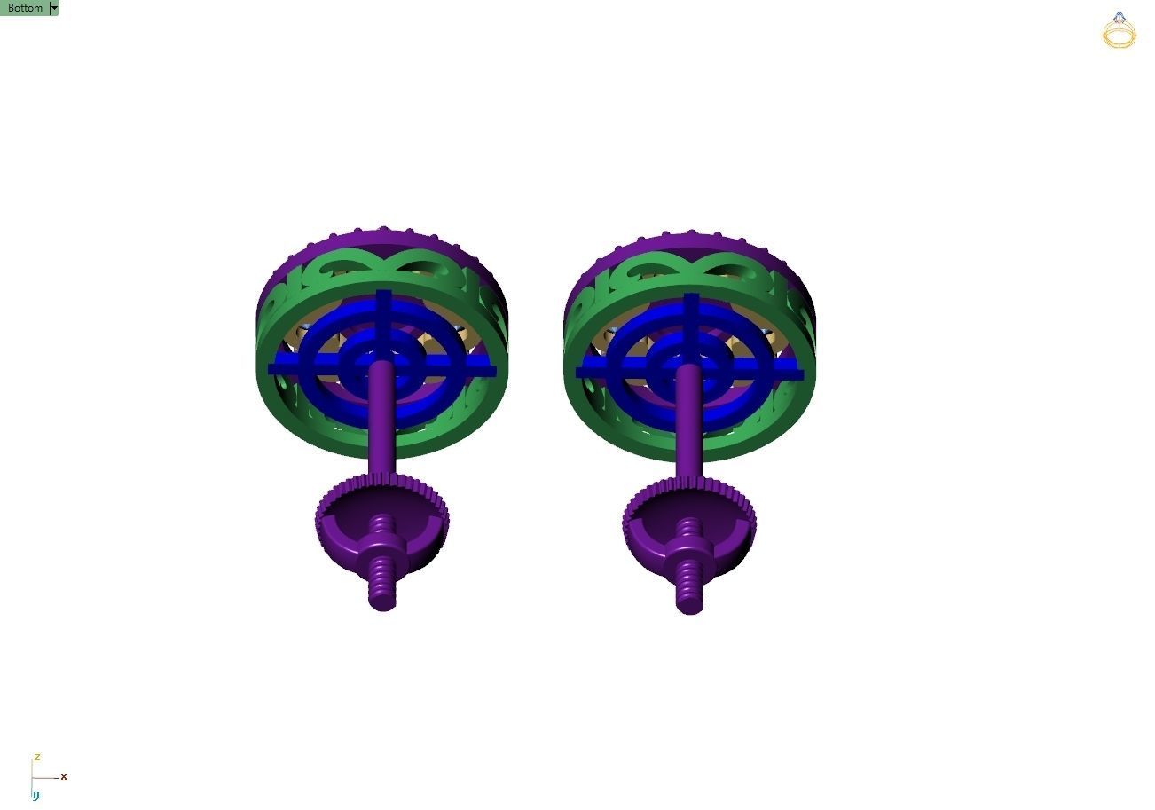 Custom Fully Round shape Diamond Studs - Ice out Earring Unisex  3D print model_14