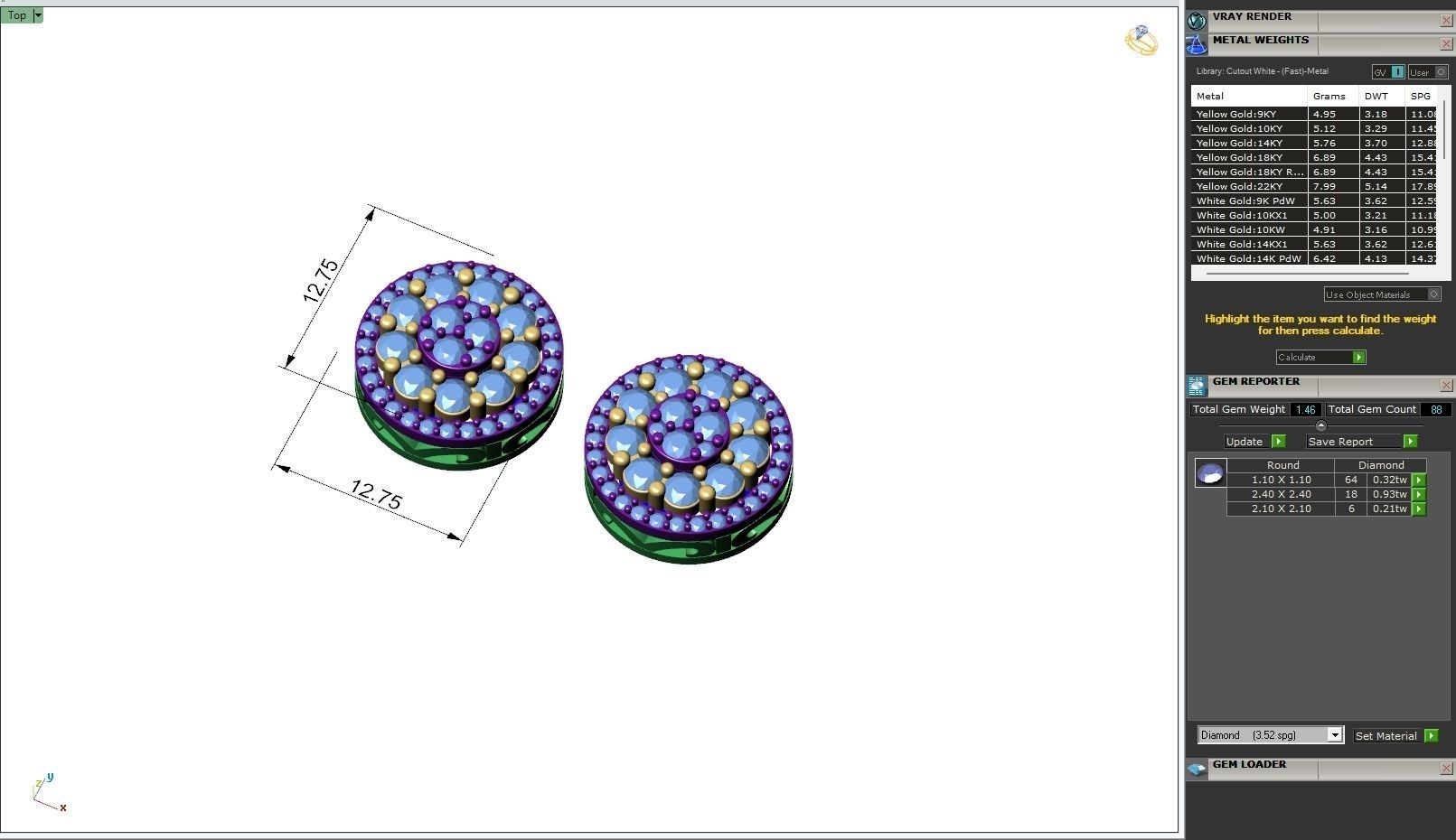 Custom Fully Round shape Diamond Studs - Ice out Earring Unisex  3D print model_6