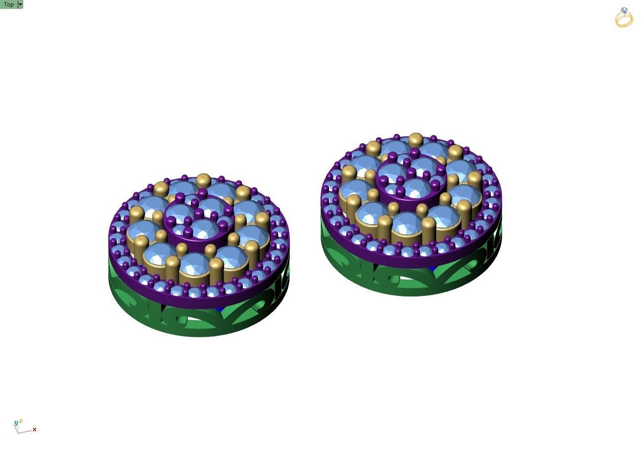 Custom Fully Round shape Diamond Studs - Ice out Earring Unisex  3D print model_8