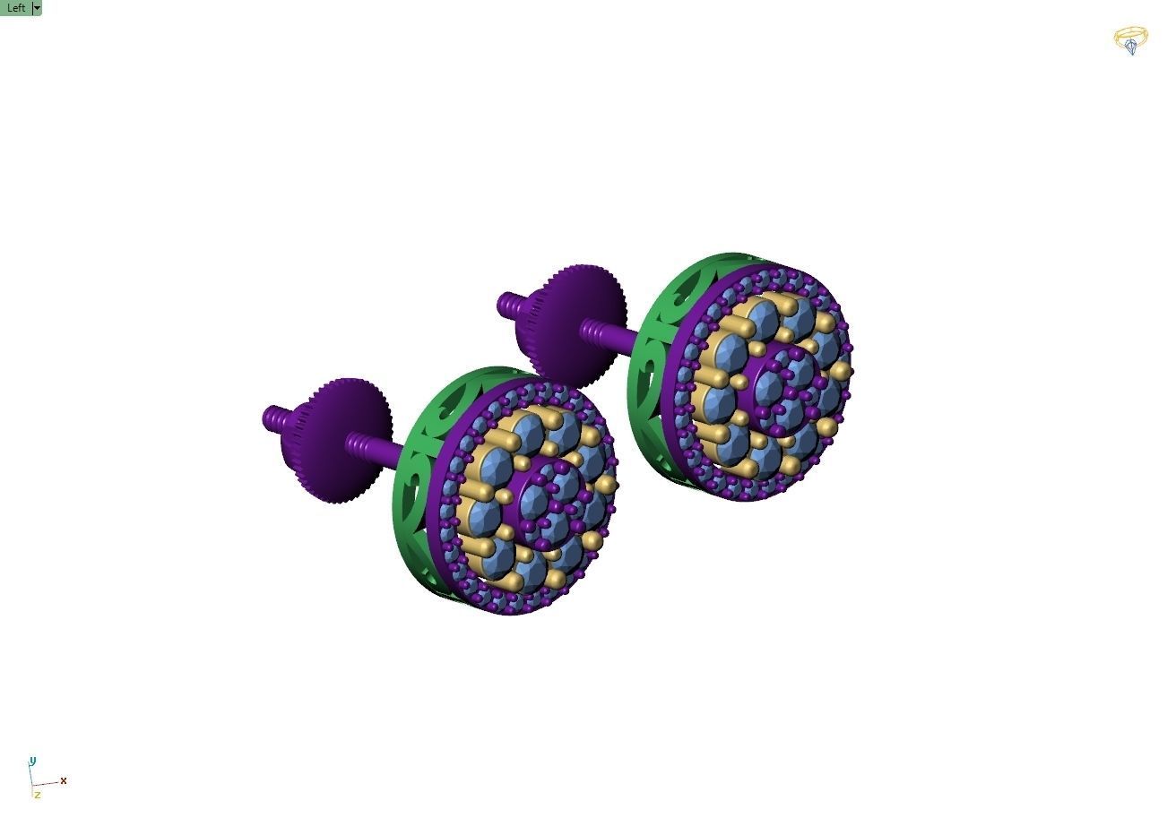 Custom Fully Round shape Diamond Studs - Ice out Earring Unisex  3D print model_9